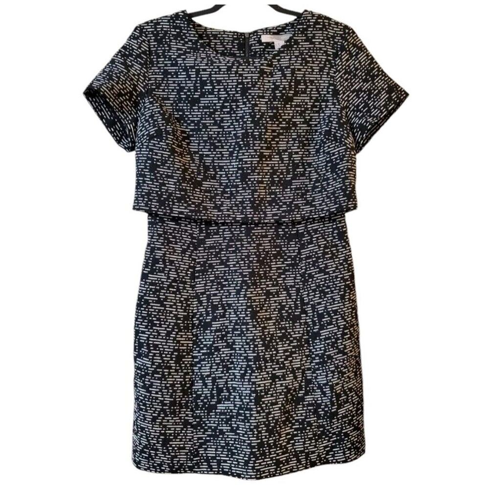 Forever 21 Womens Tweed Business Ready Dress Size M Black White Short Sleeve